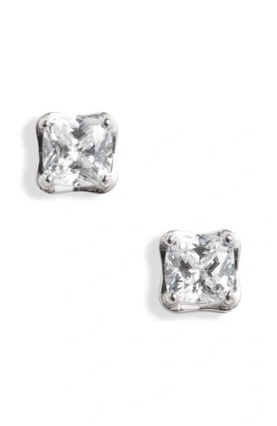 Nordstrom Princess Cubic Zirconia Stud Earrings In Platinum Plated