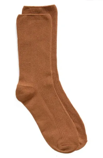 Nordstrom Rib Crew Socks In Tan Thrush