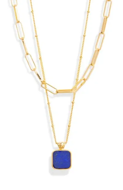 Nordstrom Set Of 2 Chain Necklaces In Lapis- Gold