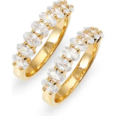 Nordstrom Set Of 2 Oval Cubic Zirconia Bands In Clear- Gold