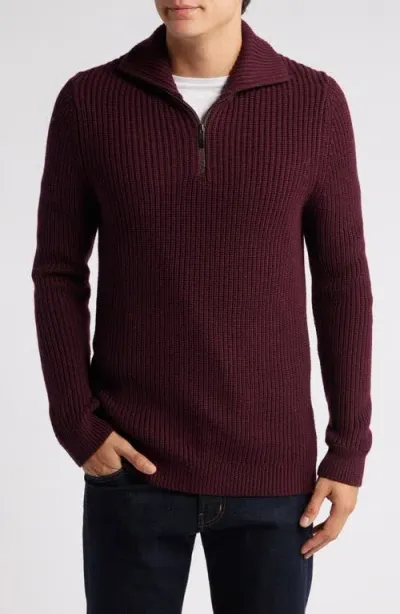 Nordstrom Shaker Stitch Merino Quarter Zip Sweater In Burgundy Royale