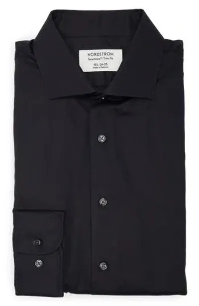 Nordstrom Smartcare™ Trim Fit Solid Dress Shirt In Black