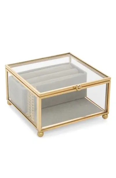 Nordstrom Square Glass Jewelry Box In Clear- Gold