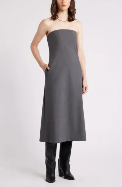 Nordstrom Strapless A-line Dress In Grey Dark Heather