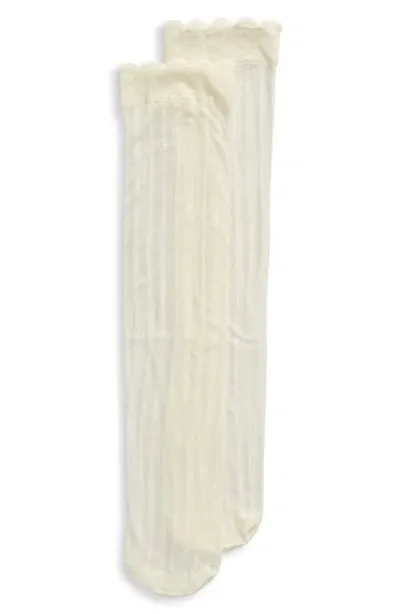 Nordstrom Stripe Sheer Knee High Socks In Ivory Egret