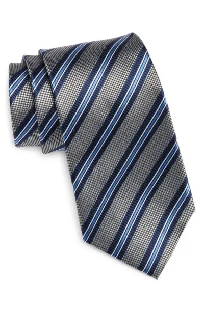 Nordstrom Stripe Silk Tie In Silver