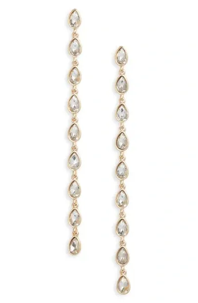 Nordstrom Teardrop Linear Drop Earrings In Clear- Gold