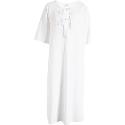 Nordstrom Tie Keyhole Cover-up Midi Dress In White