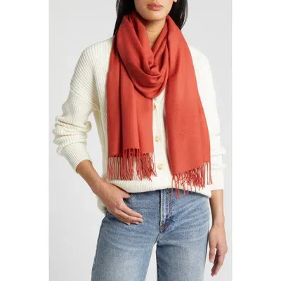 Nordstrom Tissue Weight Wool & Cashmere Scarf In Rust Spice