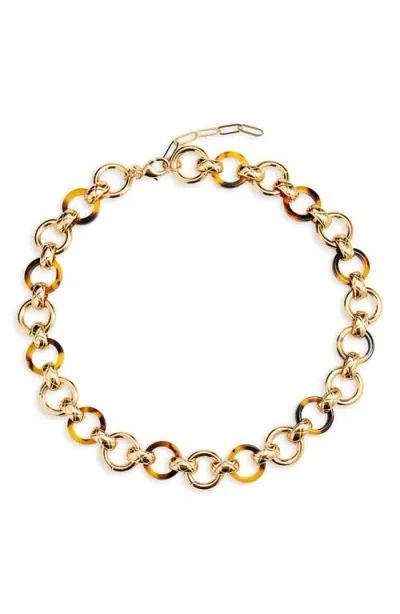 Nordstrom Tortoiseshell Pattern Bold Rolo Chain Necklace In Tortoise- Gold