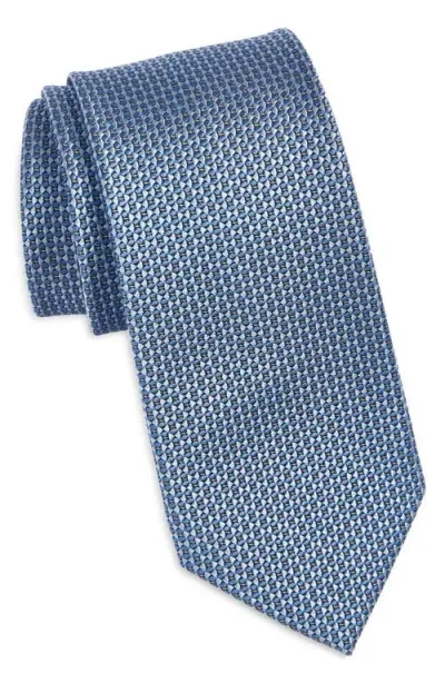 Nordstrom Triangle Grid Silk Tie In Light Blue