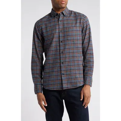 Nordstrom Trim Fit Check Flannel Button-down Shirt In Brown- Teal Joshua Check