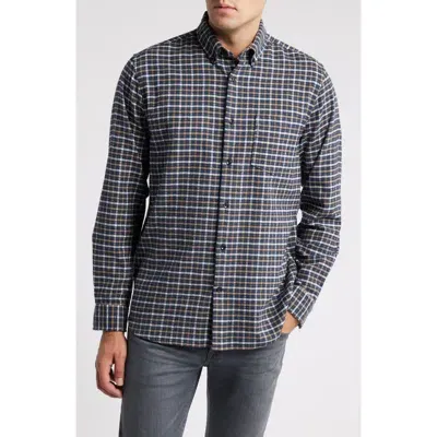 Nordstrom Trim Fit Check Flannel Button-down Shirt In Navy- Grey Joshua Check