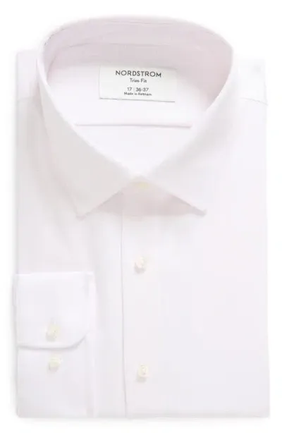 Nordstrom Trim Fit Microcheck Dress Shirt In White- Pink Dome Check