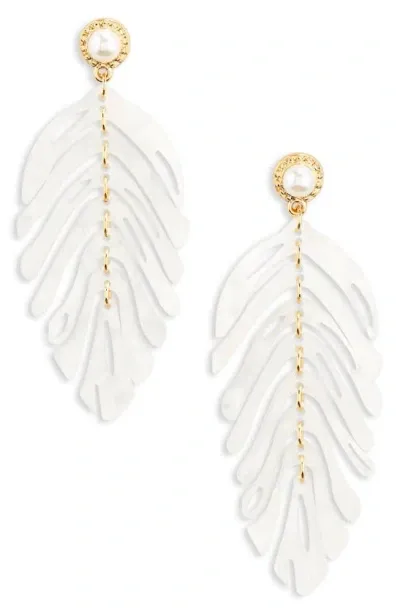 Nordstrom Tropical Leaf Earrings In Gold/white