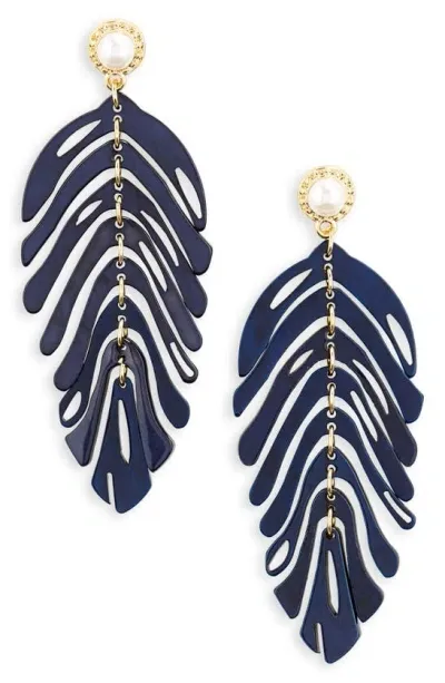 Nordstrom Tropical Leaf Earrings In Navy