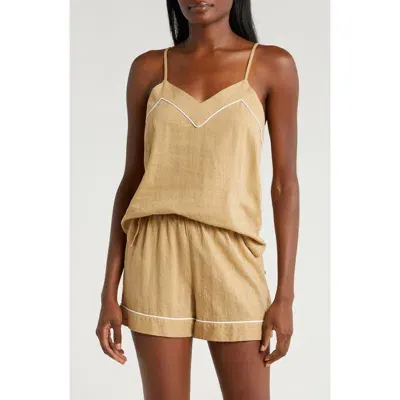 Nordstrom Vacation Linen Blend Short Pajamas In Tan Travertine