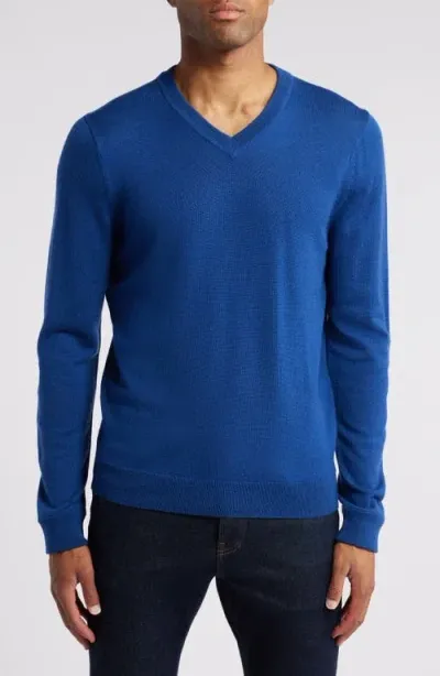 Nordstrom Washable Merino V-neck Sweater In Blue Classics