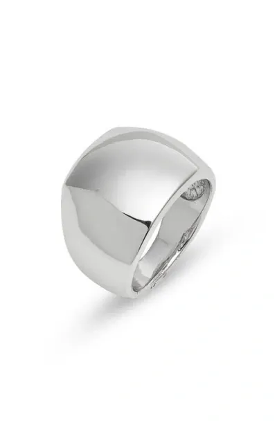 Nordstrom Wide Polished Signet Ring In Rhodium