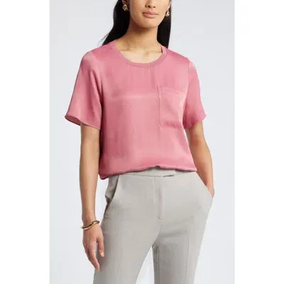 Nordstrom Woven Pocket T-shirt In Pink Mauve