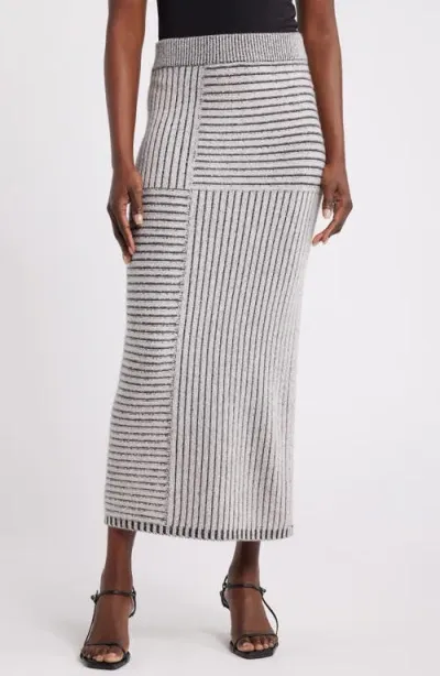 Nordstrom X Harlem's Fashion Row Harbison Rib Wool & Cashmere Maxi Sweater Skirt In Ivory Pristine- Black