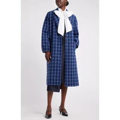 Nordstrom X Harlem's Fashion Row House Of Aama Harbor Shawl Pleat Coat In Blue Indigo Byron Check