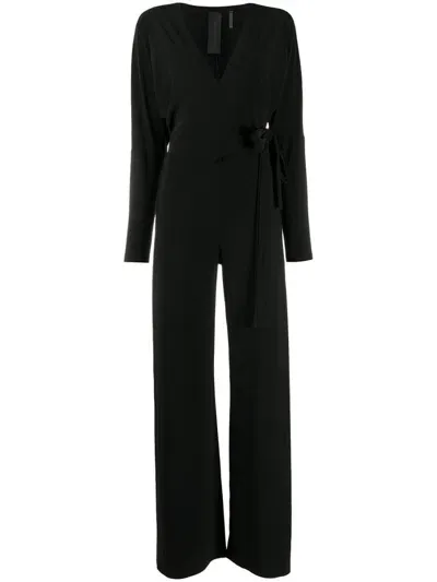 Norma Kamali Tie Waist Jumpsuit In Black