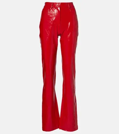 Norma Kamali Faux Leather Bootcut Pants In Red