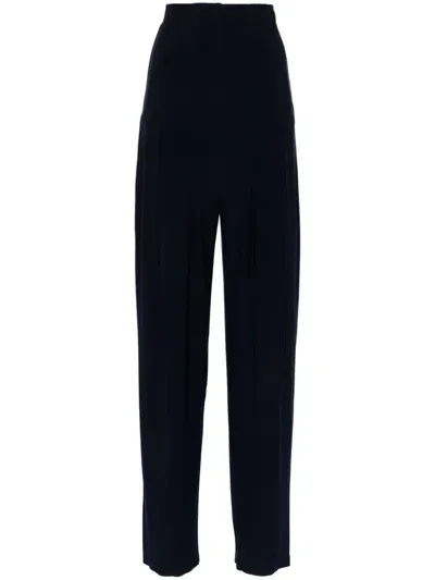 Norma Kamali High-waisted Straight-leg Trousers In Blue