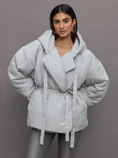 Norma Kamali Hooded Sleeping Bag Coat Short In Dove