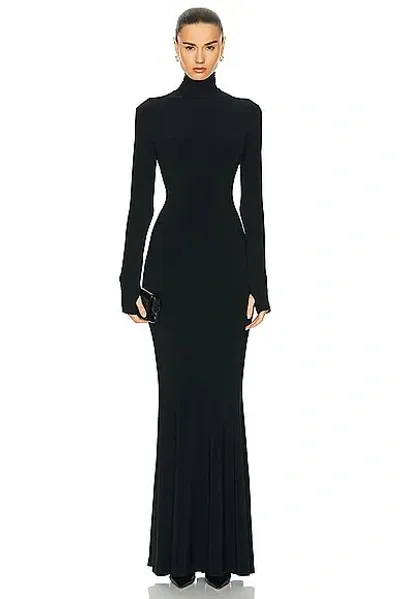 Norma Kamali Turtleneck Jersey Gown In Black