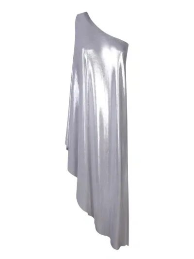 Norma Kamali Diagonal Silver Tunic In Metallic