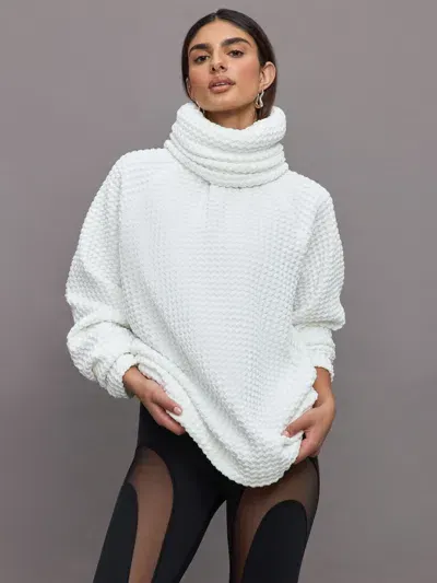 Norma Kamali Oversized Raglan Sleeve Top W/ Tube Scarf In Snow White