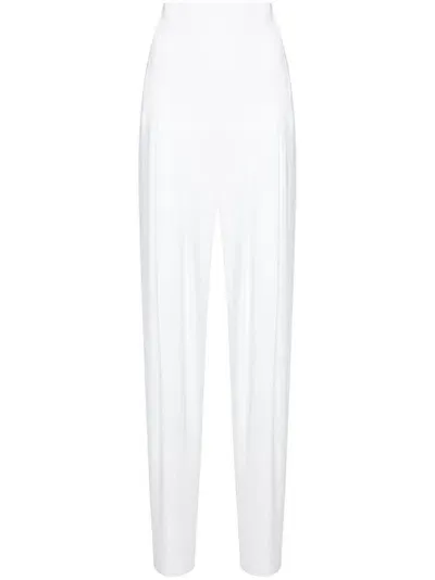 Norma Kamali Pleated High-waisted Trousers In White