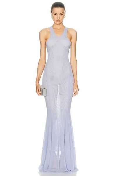 Norma Kamali Racer Fishtail Gown In Misty Blue