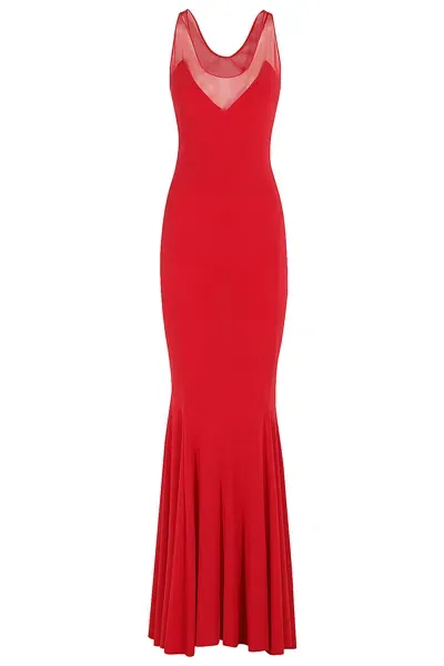 Norma Kamali Racer Fishtail Gown In Red