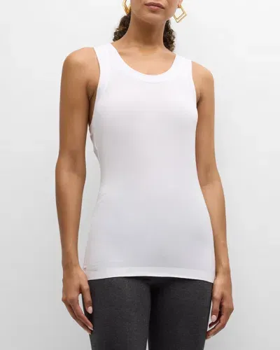 Norma Kamali Racer Sleeveless Stretch Tank Top In Snow White