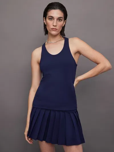 Norma Kamali Racer Tailored Terry Tank Top In True Navy