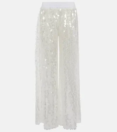 Norma Kamali Sequined Straight Pants In White