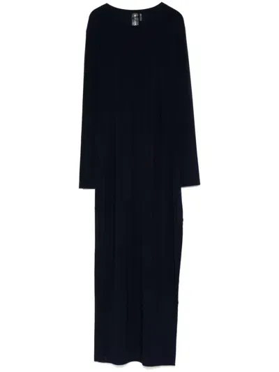 Norma Kamali Side-slit Crew-neck Gown In Blue