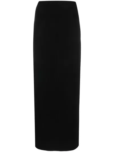 Norma Kamali Side Slit Long Skirt In Black