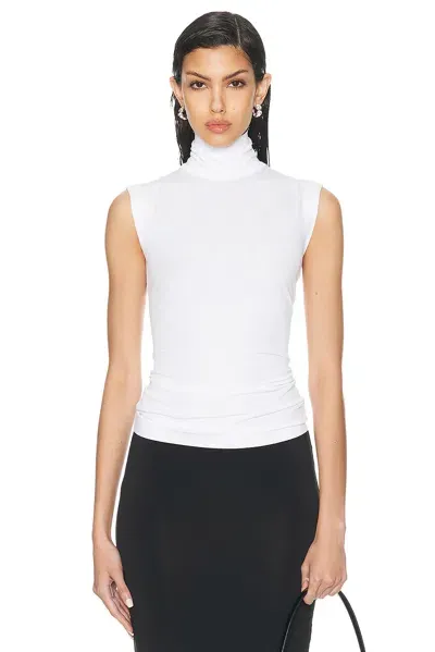 Norma Kamali Slim Fit Sleeveless Turtle Top In Snow White