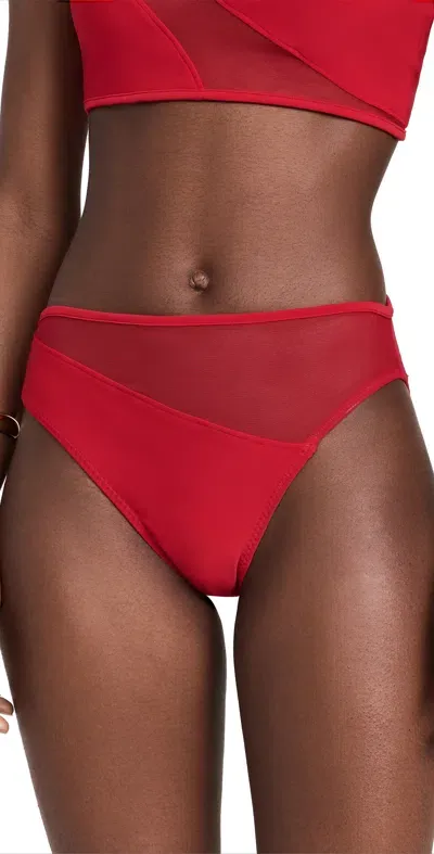 Norma Kamali Snake Mesh Bikini Bottoms Tiger Red