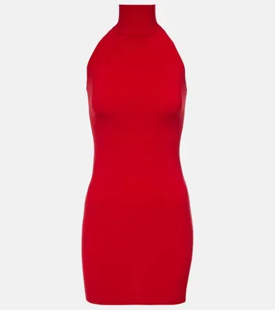 Norma Kamali Turtleneck Minidress In Red