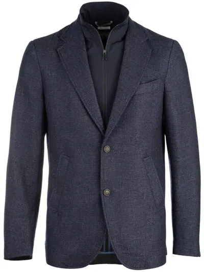 Norwegian Wool Layered-design Cashmere Blazer In Blue