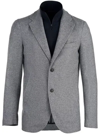 Norwegian Wool Layered-design Metallic-effect Blazer In Grey