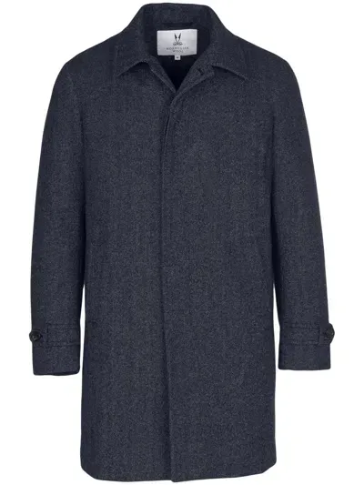 Norwegian Wool Single-breasted Down-filled Coat In Blue