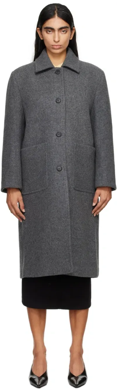 Nothing Written Gray Rohmer Long Wool Coat In Dark Gray