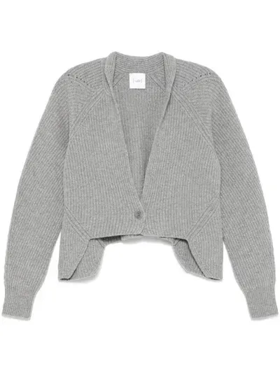 Nude Ribbed Cardigan In Grey