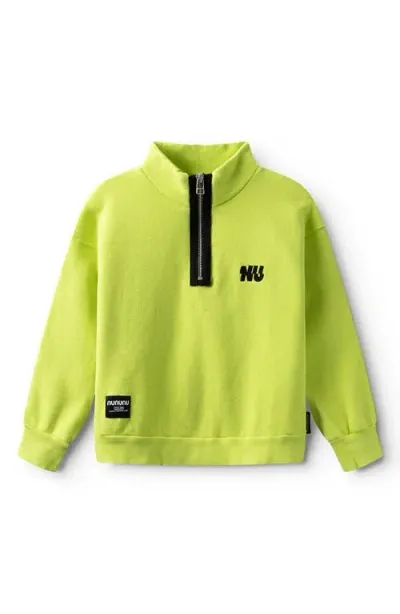 Nununu Kids' Half Zip Pullover In Hot Lime